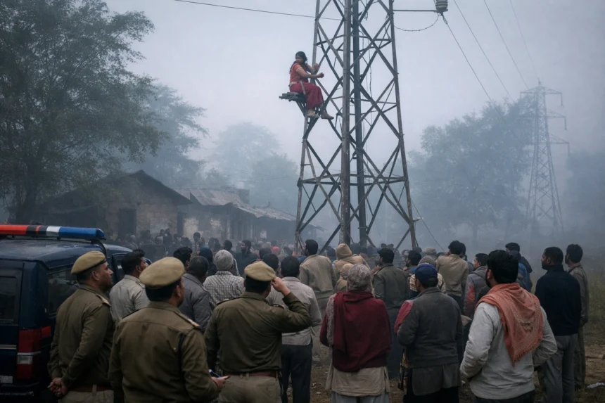 यूपी में प्रेम विवाह विवाद के चलते युवती बिजली के टावर पर चढ़ी