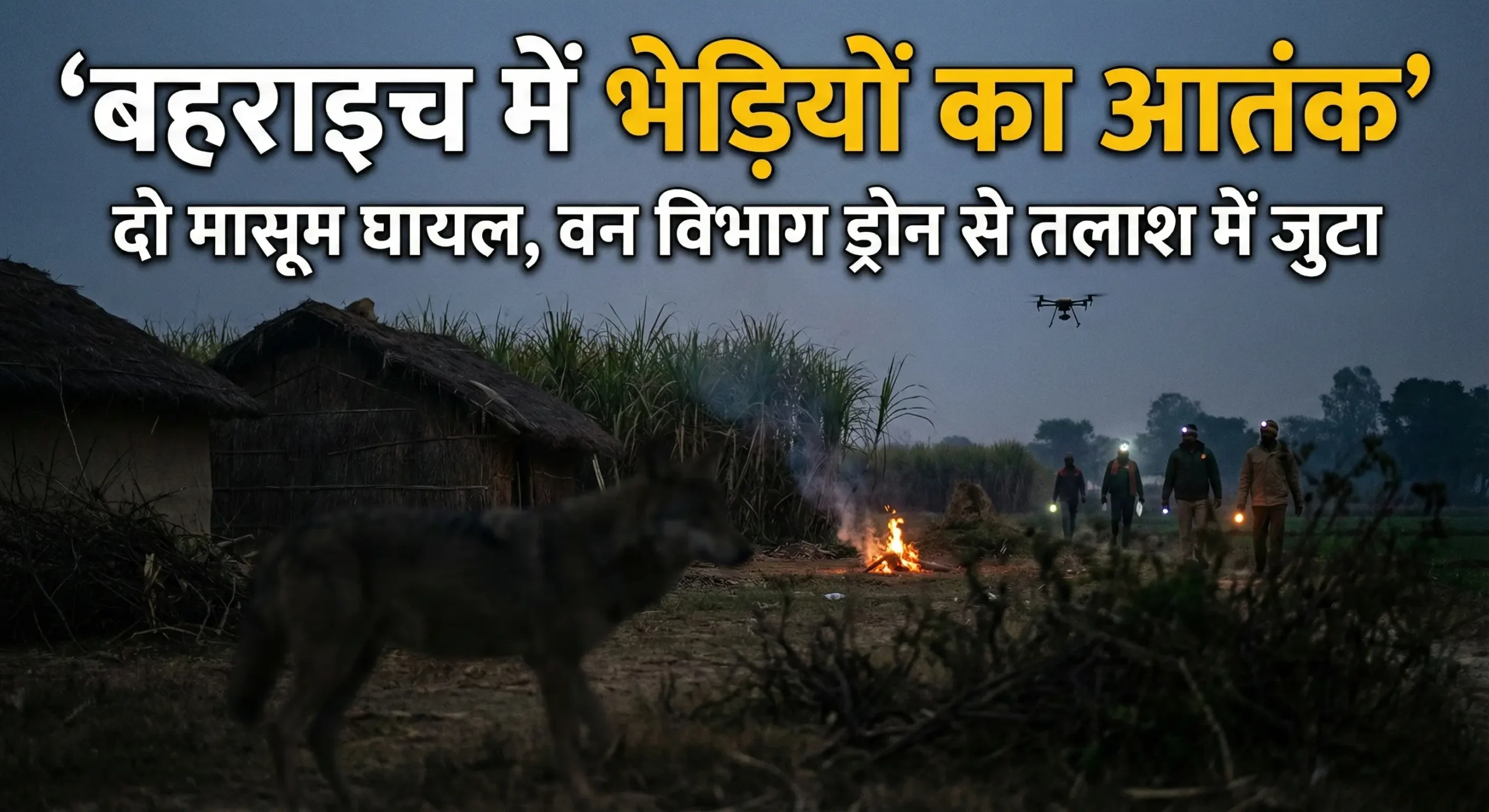 बहराइच में भेड़ियों का आतंक: 2 मासूम घायल, वन विभाग ड्रोन से कर रहा तलाश